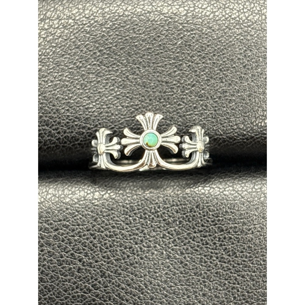 New Condition Sterling Silver Turquoise Crosses Ring Size 7 F8